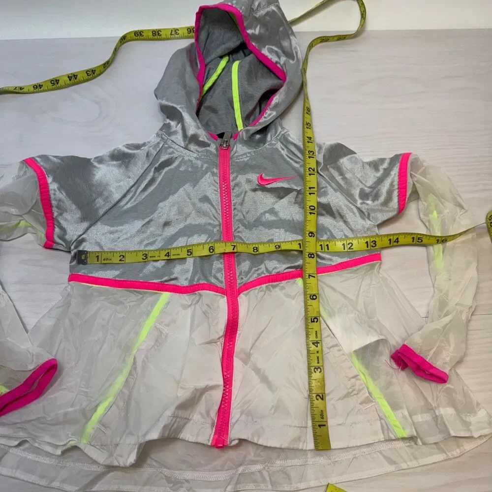 Nike Toddler‎ Girls Jacket 4-5 Translucent Windbreaker Metallic Silver Hooded